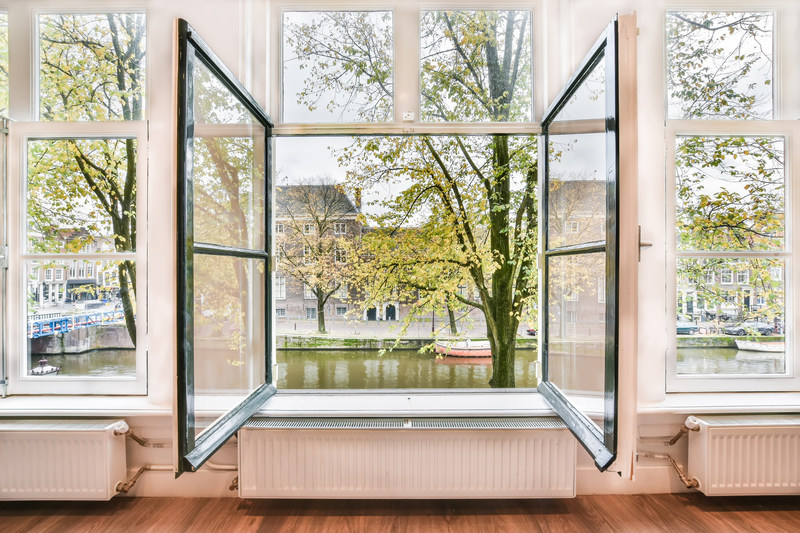 Vacuum Glass Window with  a view of the canal